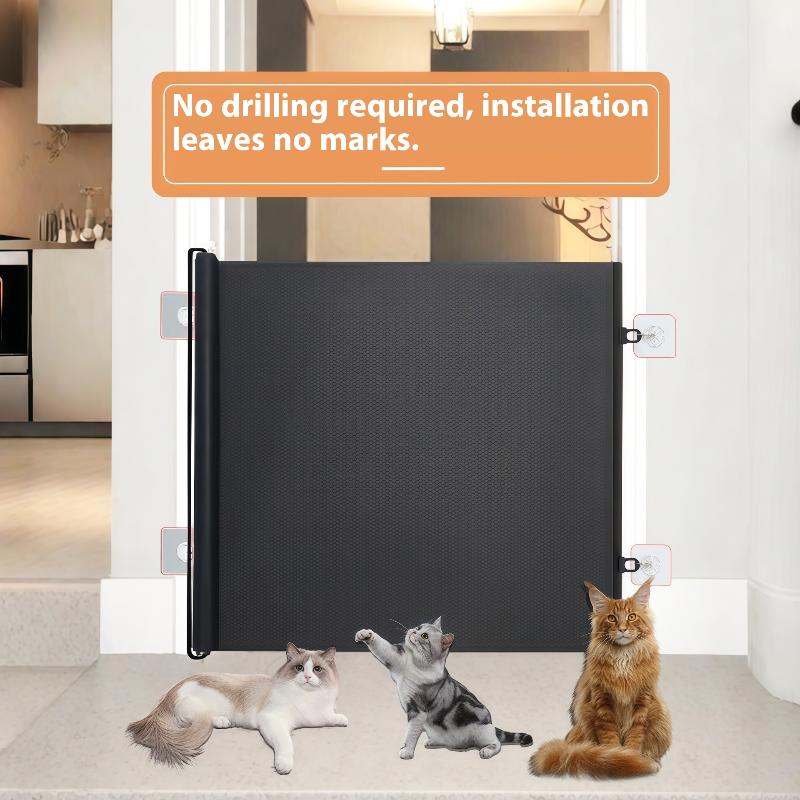 Safety Pet Mesh Fence Cat Gate Retractable Safety Gates For Pets No Drilling Barrier Childproofing For Small Medium Large Breeds