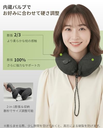 Hirashinn Nackenkissen Flugzeug Luftkissen [Bricht mit der konventionellen Weisheit von U-förmigen Kissen!] Umgekehrte L-förmige ergonomische Kissen] Ultraleicht