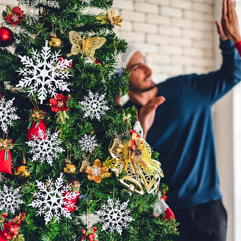 White Christmas Snowflake Decoration Plastic Snowflake Hanging Xmas Tree Craft for Home Party Decor New Year 2026 Gifts Ornament