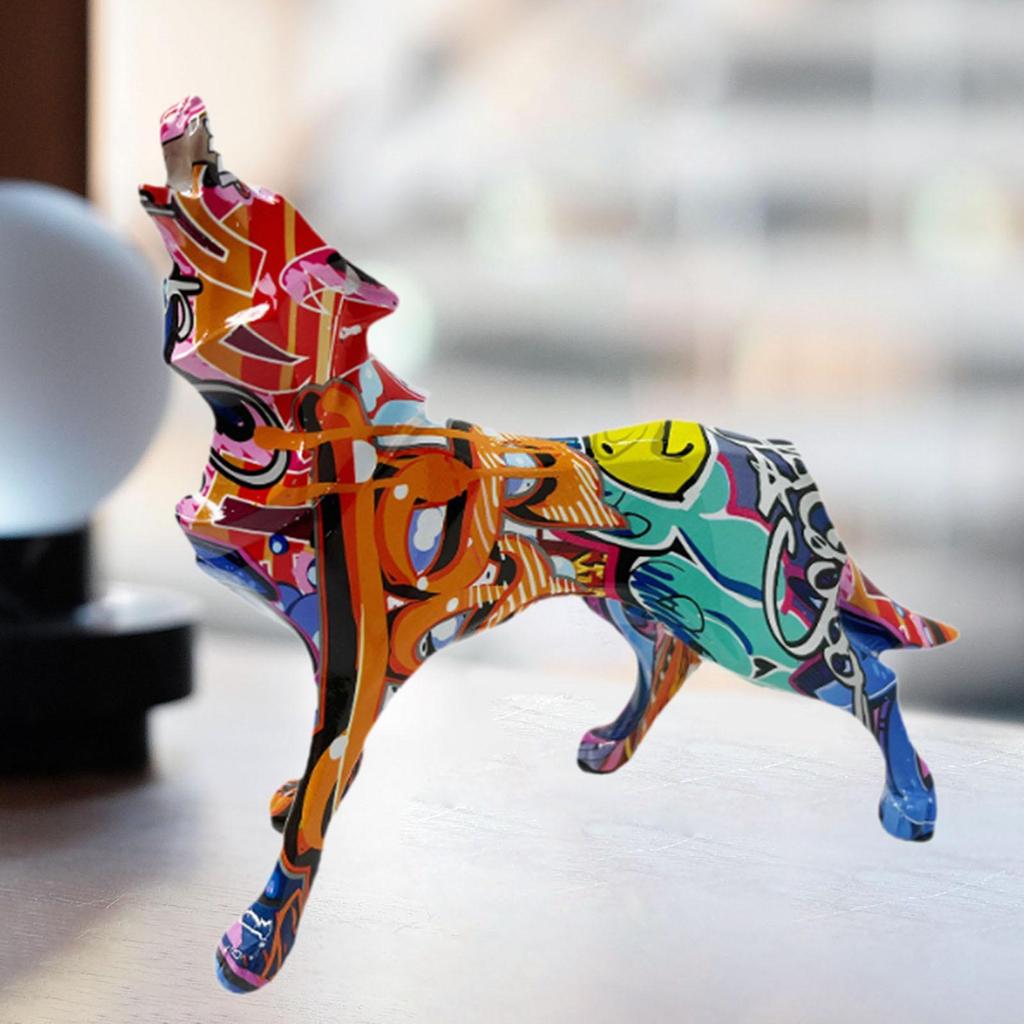 Wolf Statue Wear Resistant Housewarming Gift Artwork Home Decoration Keepsake Desk Ornament for Patio Bedroom Shelf Porch Indoor