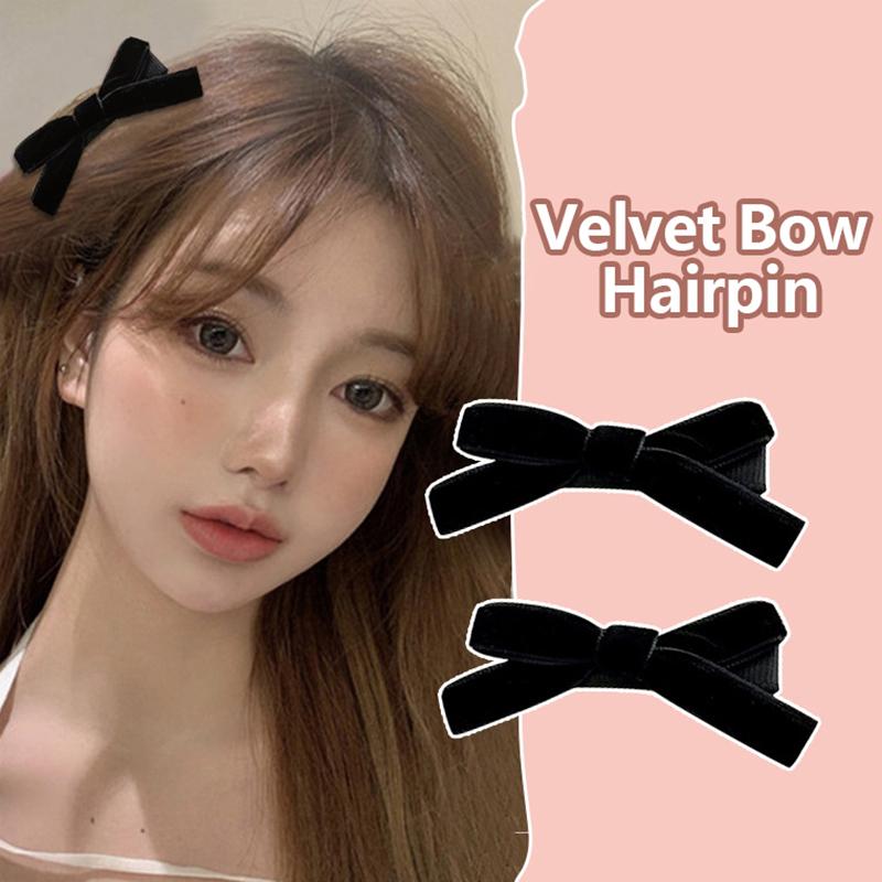 2 Τμχ Κορεατικό Στυλ Μονόχρωμο Vintage Βελούδινο Φιόγκο Κλιπ Μαλλιών Χαριτωμένη Φουρκέτα Πλαϊνό Κλιπ Κορίτσια Γλυκιά Cool Μπαρέτα Αξεσουάρ Μαλλιών
