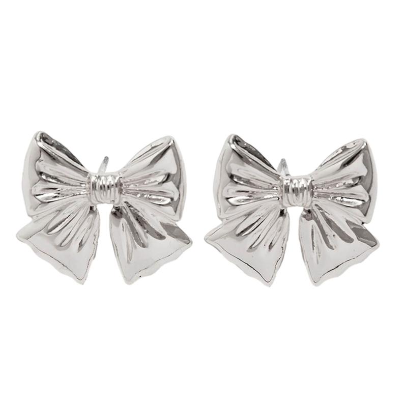 Elegant Metal Bowknot Ear Studs Fashion Stud Earrings Sweet Cool Piercing Earrings Statement Jewelry Women Birthday Gift