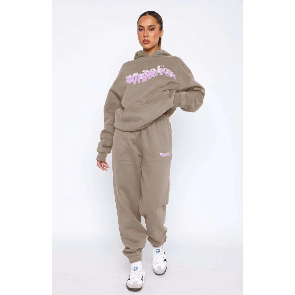 

Весна и осень зима новый комплект с капюшоном модный спортивный логотип длинный рукав толстовка с капюшоном комплект из двух частей M дубильная кора