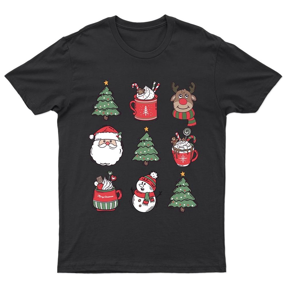 Merry Christmas Holiday Illustrations TShirt Unisex Gift Retro Funny Unisexs