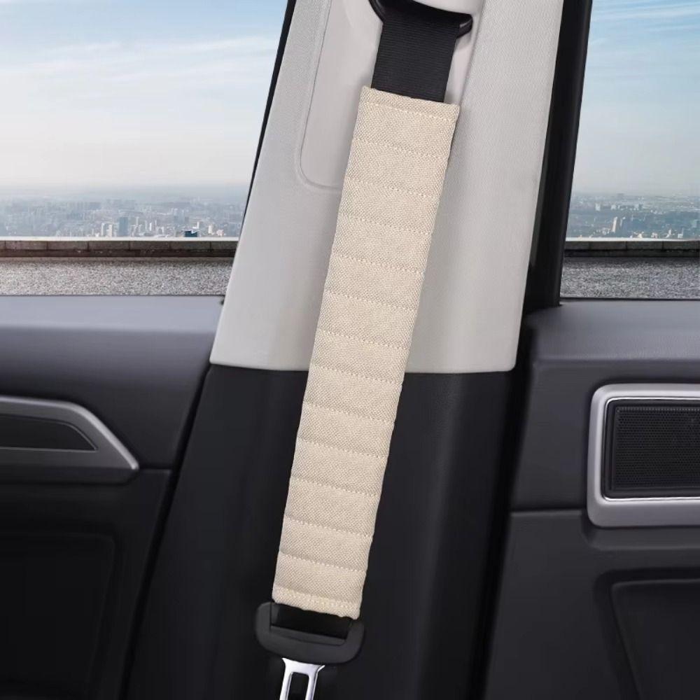 2Pcs Linen-cotton Car Seat Belt Cover Comfort Car Seat Belt Pad Car Accessories Car Use