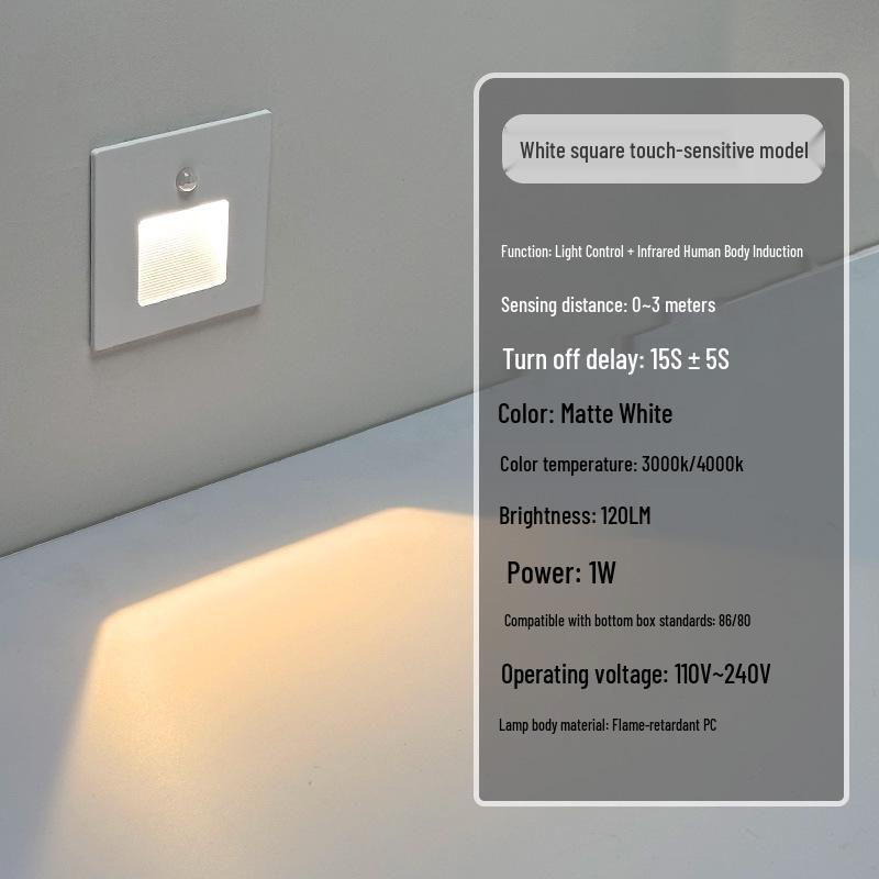 Ultracienka lampka nocna z czujnikiem magnetycznym do wbudowania typu 86 na schody i korytarze