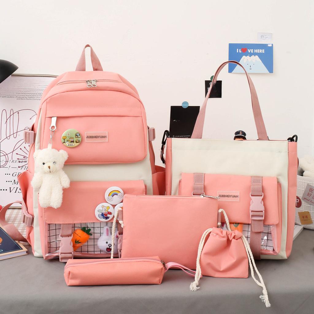 Neues fünfteiliges Schulranzen-Set für die High School mit mehreren Fächern und großer Kapazität für Grundschüler