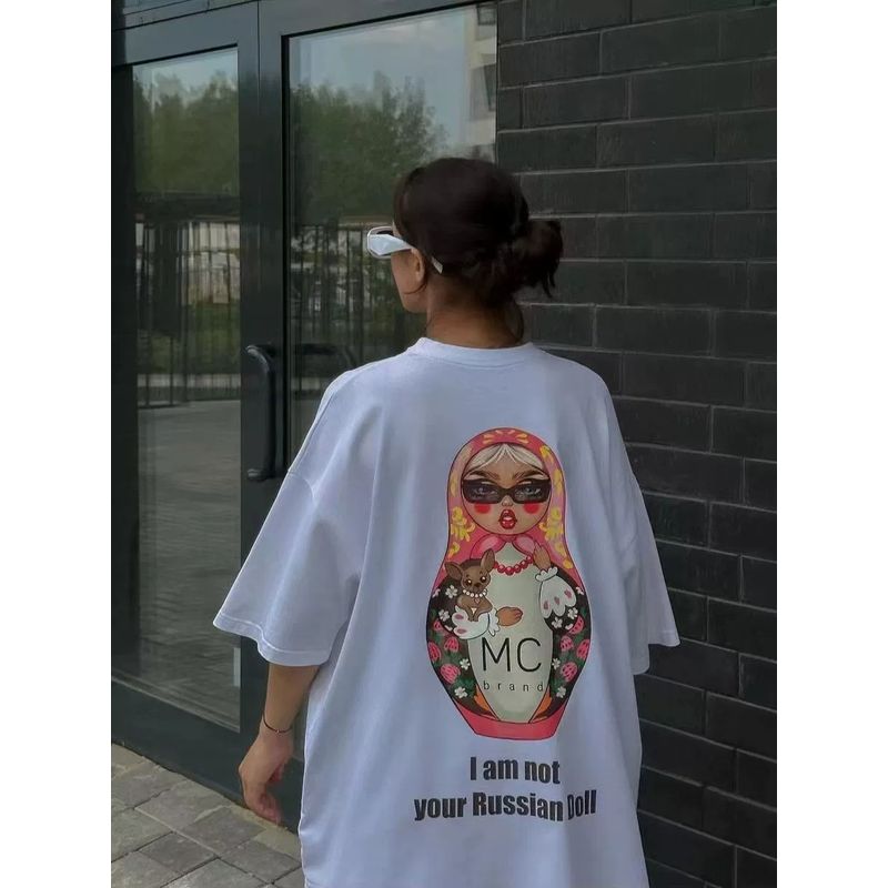 Fashion Style Fashion Print Loose Casual Short Sleeve Cotton T-shirt Loose Printed Cotton T-shirt