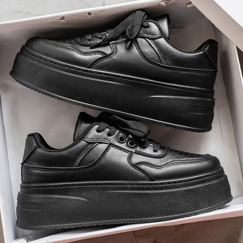 Men Running Shoe Trainers Sportswear Elevating White Sneakers Mens Lace Breathable Genuine Leather Patchwork Skateboard Sneakers