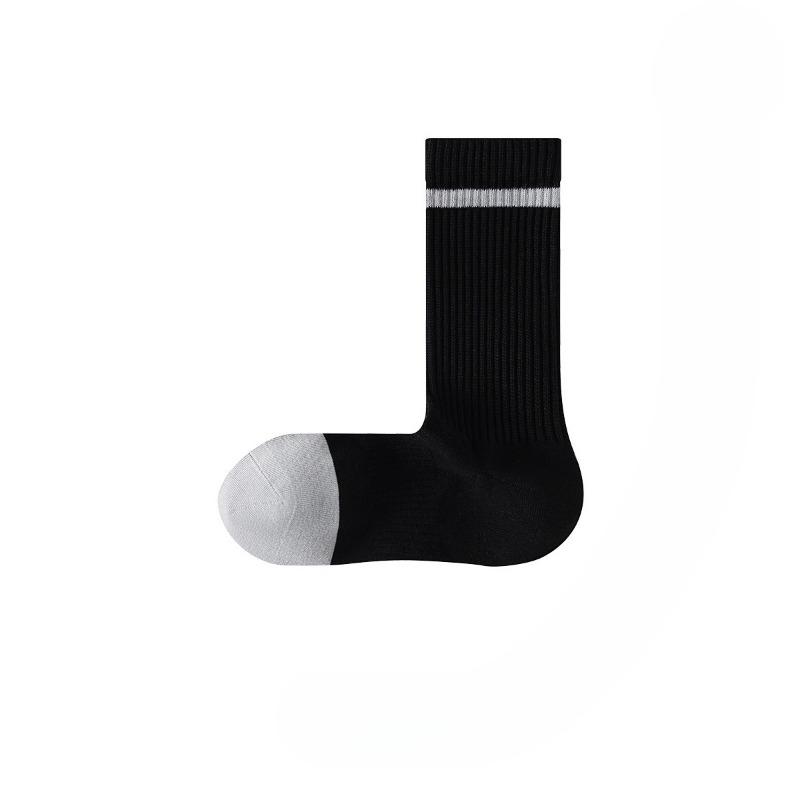Ladies Spring and Autumn Sports Stripes Pure Cotton Aloe Essential Oil Antibacterial Sweat Absorption Deodorizing Foot Socks