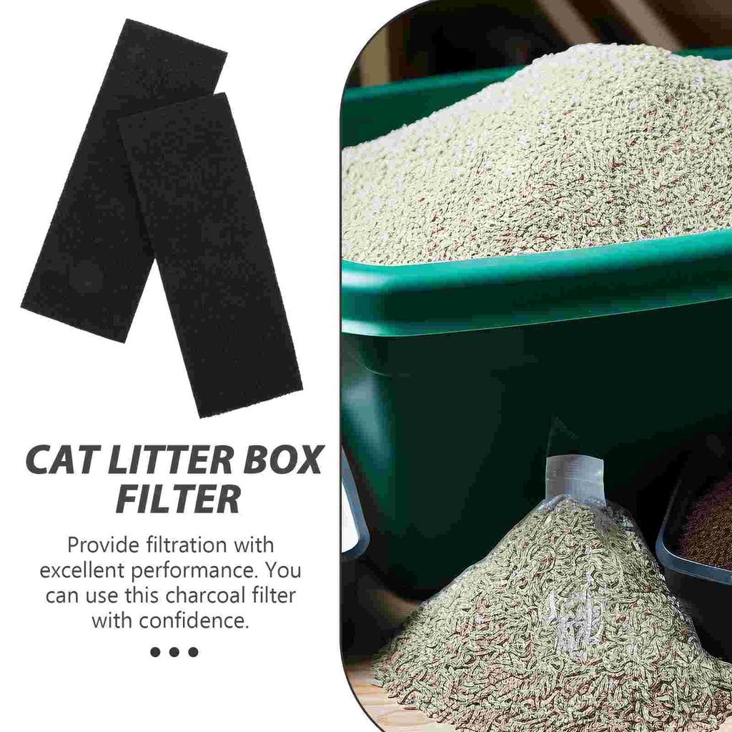 2 Pcs Cat Litter Box Filter Cotton Portable Pet Household Deodorizer Cushions Activated Carbon