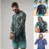 Men Nautical All Over Print Mesh Hooded Rash Guard Quick Dry UV Protection Long Sleeve Beach Cycling Sun Shirt
