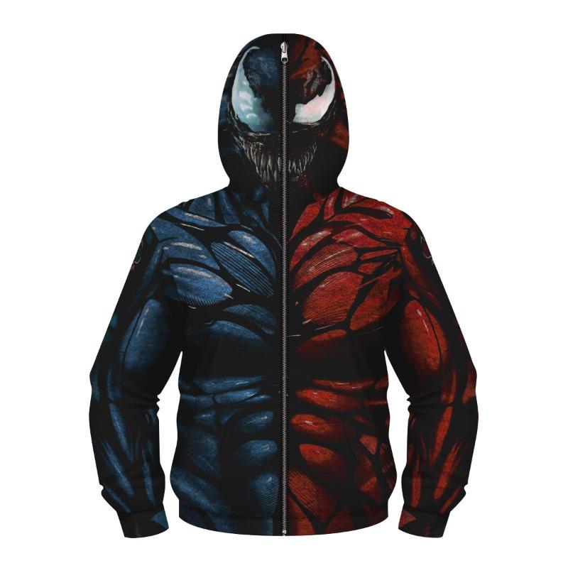 Boys Spring Autumn Spider Series 3D Digital Print Kids Roleplay Masked Long Sleeve Hooded Sweatshirt Kids