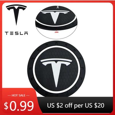 Car Sticker Tesla Car Anti Slip Coaster Water Cup Slot Non-Slip Cushion For Tesla Model 3 Model X S 2016-2023 Model Y Decals TM3