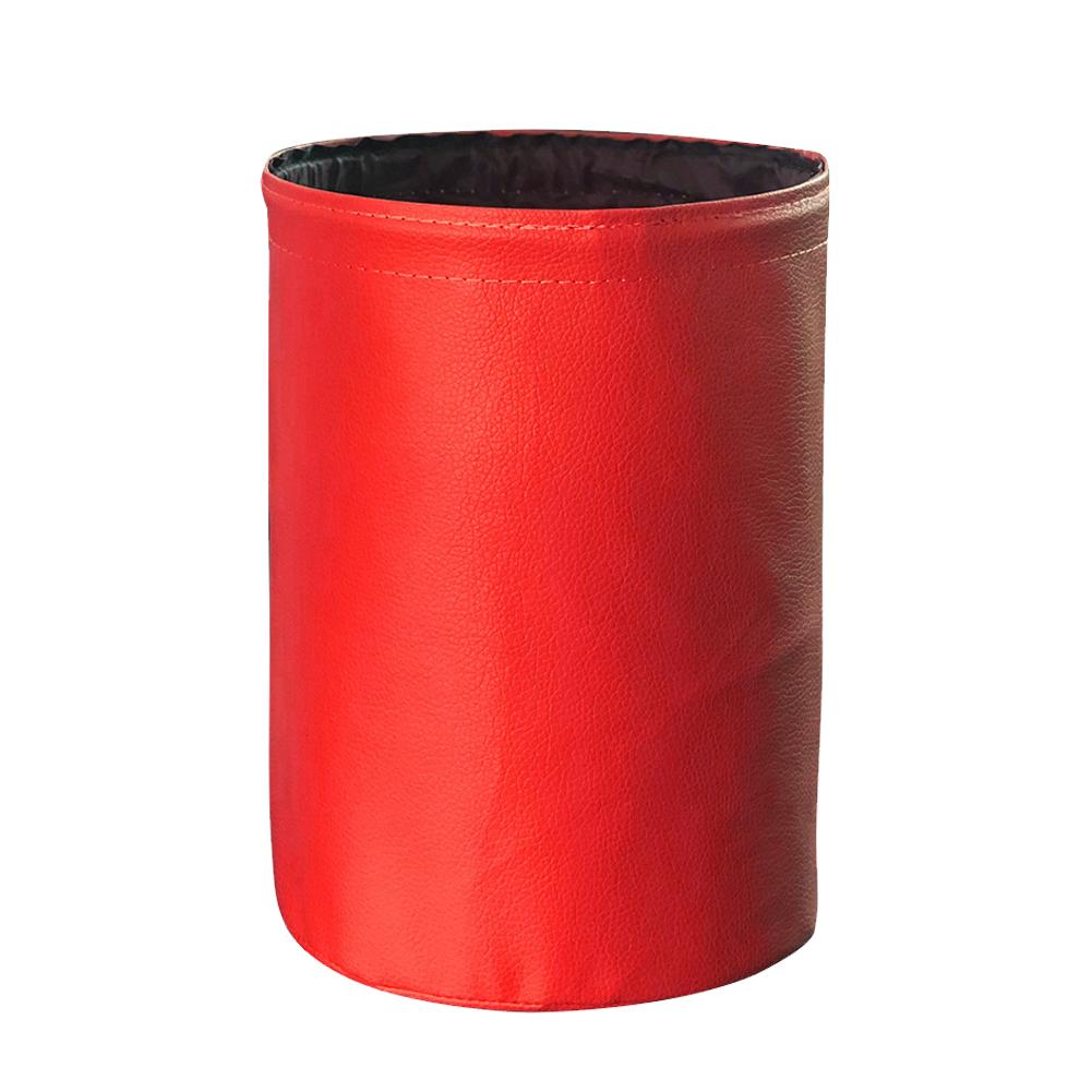 Universal Car Trash Can Collapsible Double-Layer Leather Garage Bag Center Console Storage Bag Leak-proof Waterproof Organizer