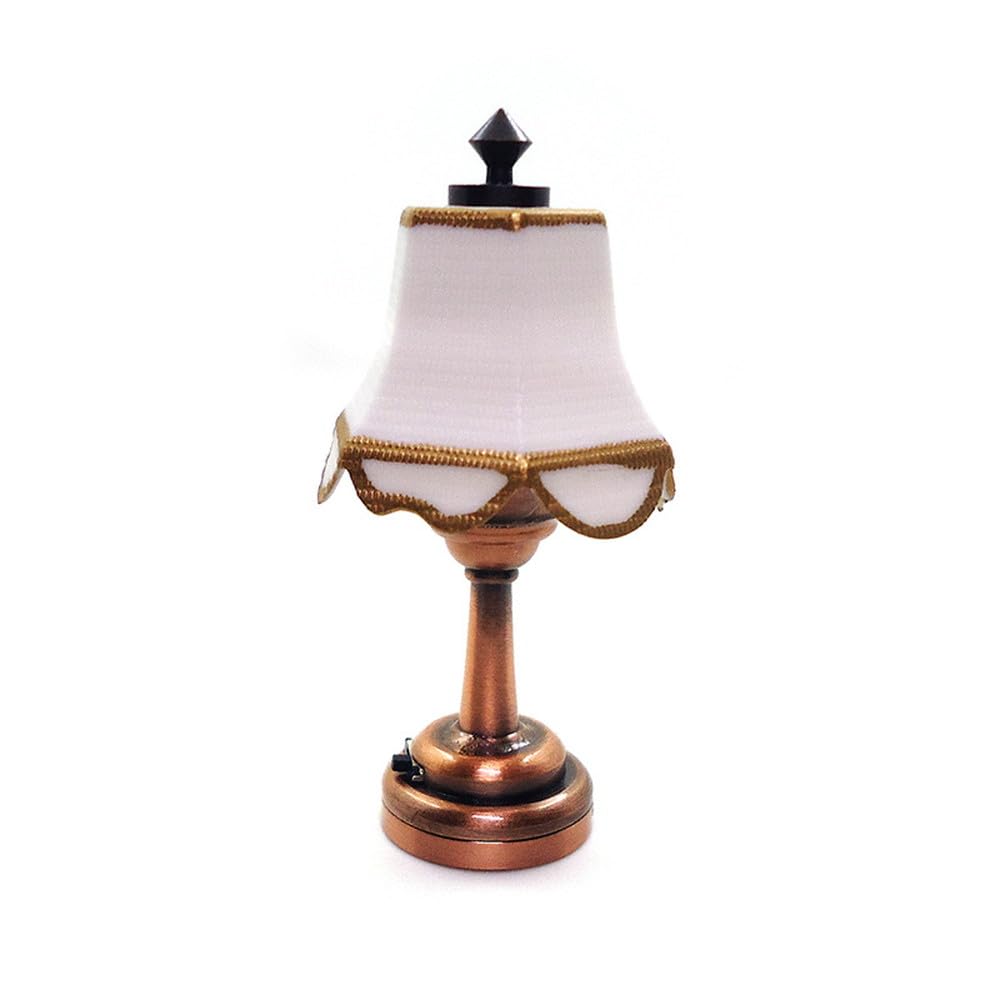 Moin Moin Miniature Scale Really Lighted Stand Lamp Light Doll Furniture Fabric Cloth Accessories Bedside Night Lamp 2410mini56 1/6 16