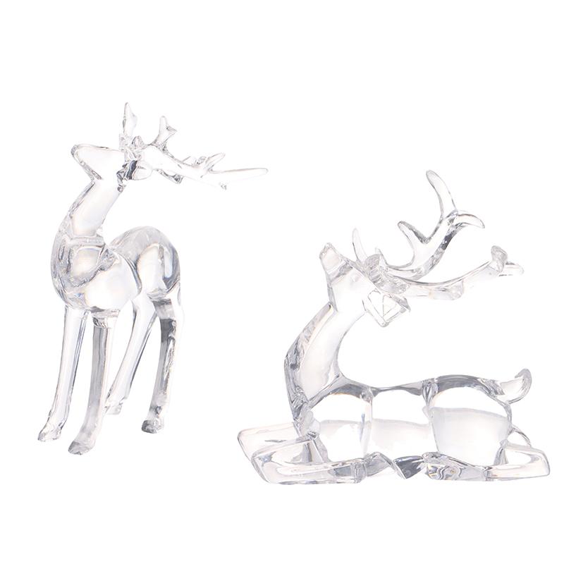 1Pc  Deer Figurines Desktop Ornament Transparent Elk Reindeer Sculpture