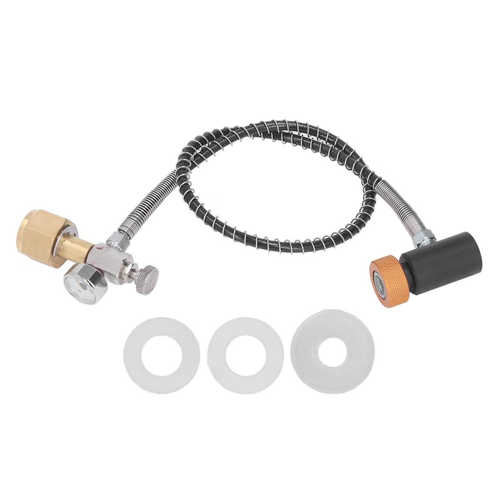Soda Remote Hose CO2 Tank Cylinder Refilling Adapter with 24 Inches High Pressure Hose for Soda Can