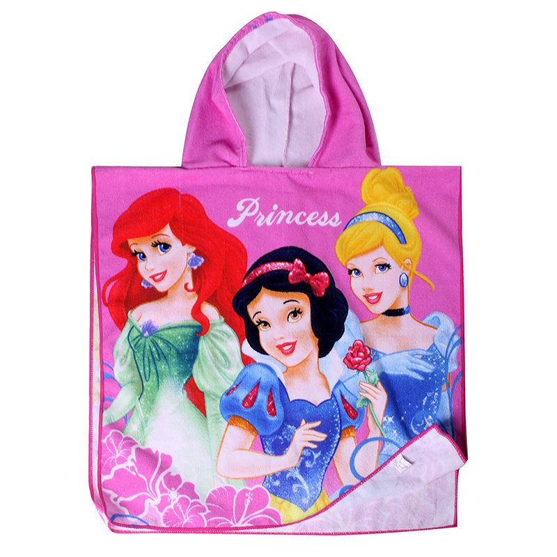 Ultra-Fine Fiber Cartoon Print Kids' Hooded Bath Towel Poncho