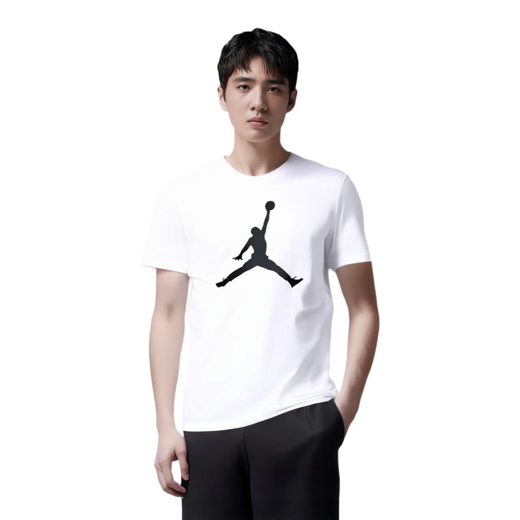 Jordan Jumpman T Shirts Men's White Crew Neck Moderate Straight Fit DA6797-100