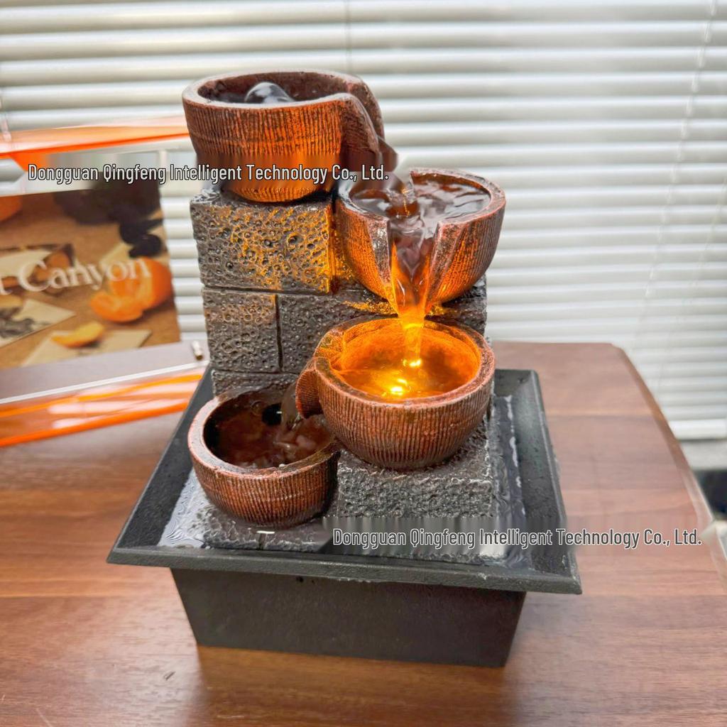Desktop Small Fountain Water Ornament - Decorative Gift & Purification Handicraft