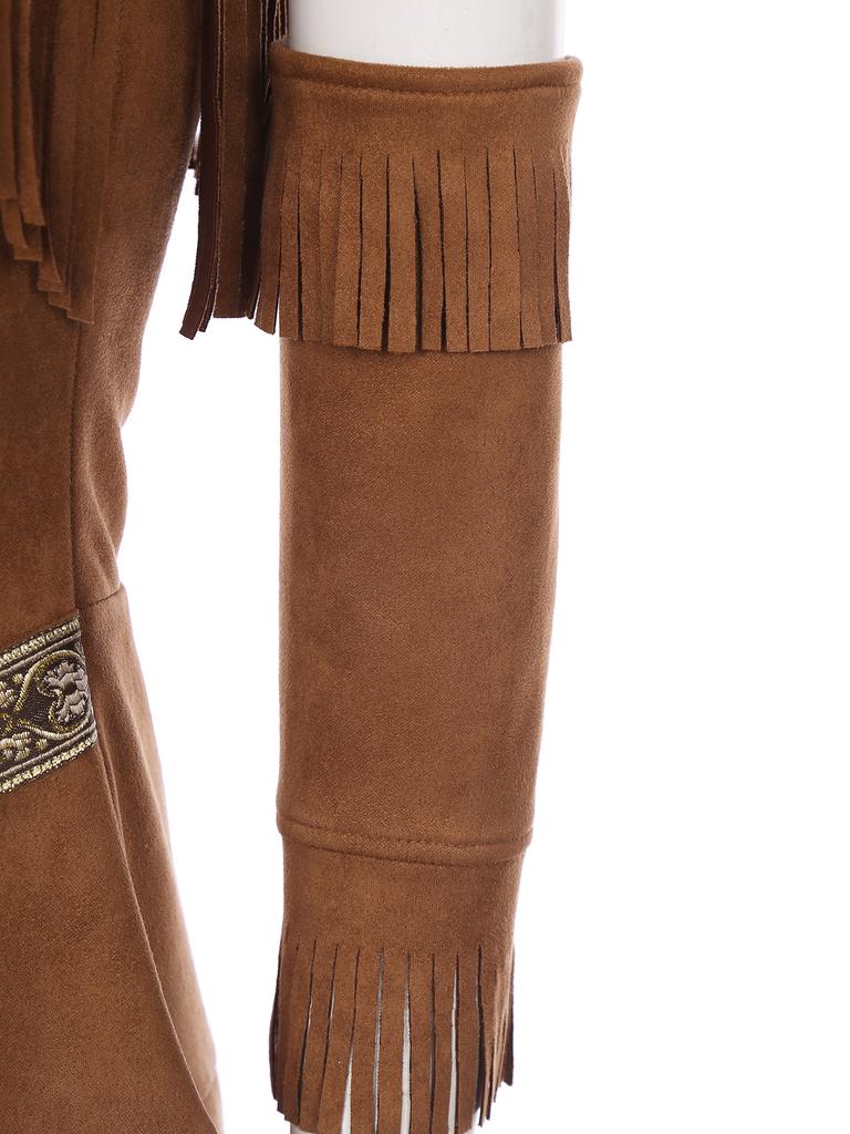 Kadınlar 3 Parça Cadılar Bayramı Yerli Kıyafetleri Seti Kızılderili Kız Yerli Prenses Giydirme Kostümü