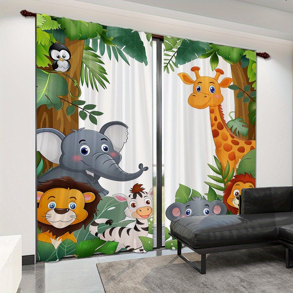 

2 шт. Мультяшный зоопарк Safari, тематические шторы Happy Animal In The Jungle для спальни, гостиной, кухни, столовой, домашнего декора W50H60(CM)x2PCS&Hook