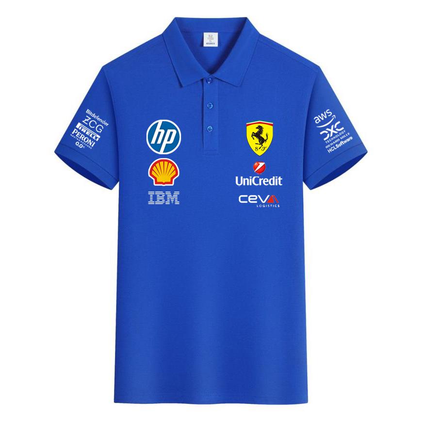Ferrari Summer Pure Cotton F1 Racing Team Uniform T-shirt Short Sleeved Ferrari Polo Shirt Versatile Top