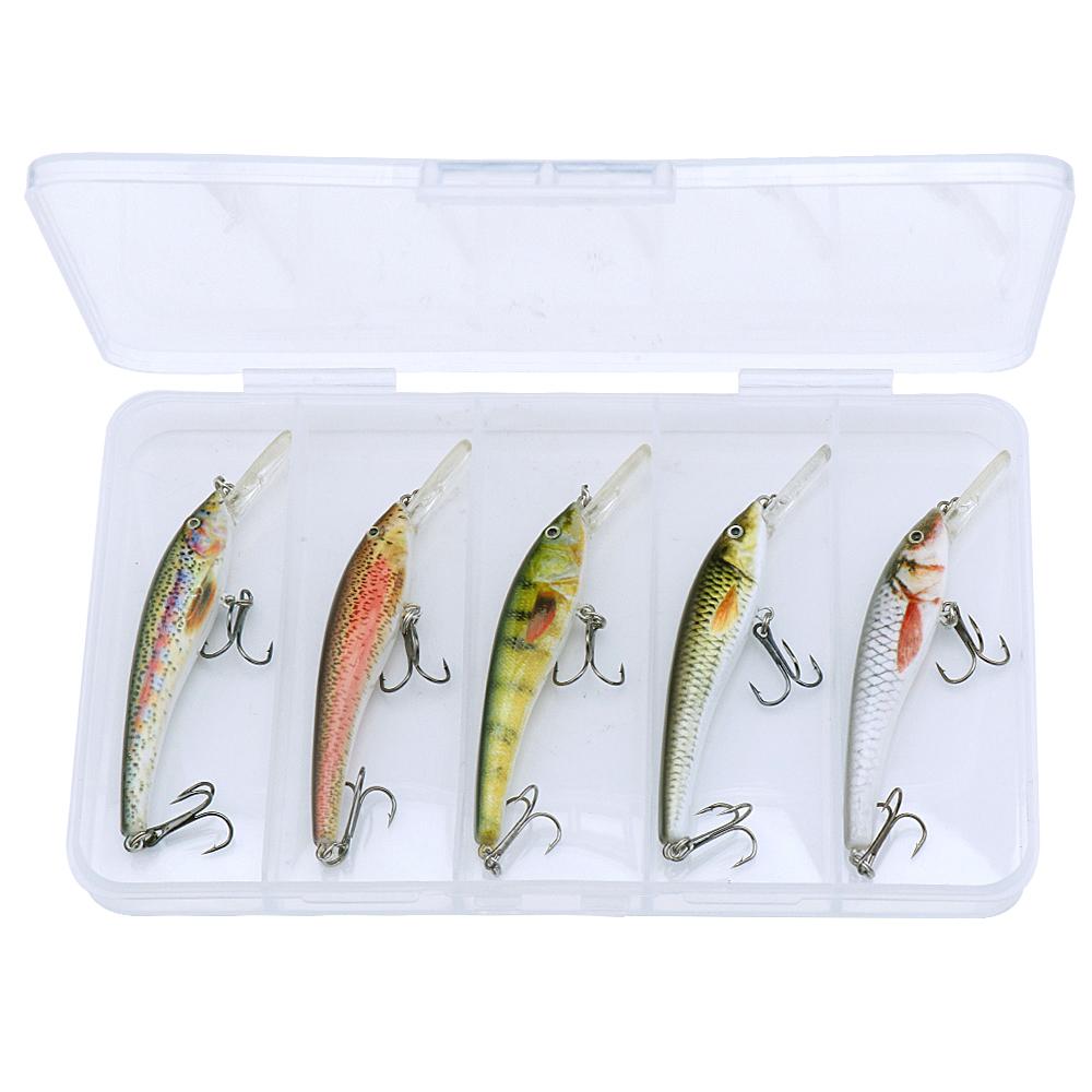 5pcs Floating Trout Lure Artificial Bait Kit 75mm 5g Black Minnow Crankbaits Fishing Lure Set Wobblers For Pike Fishing