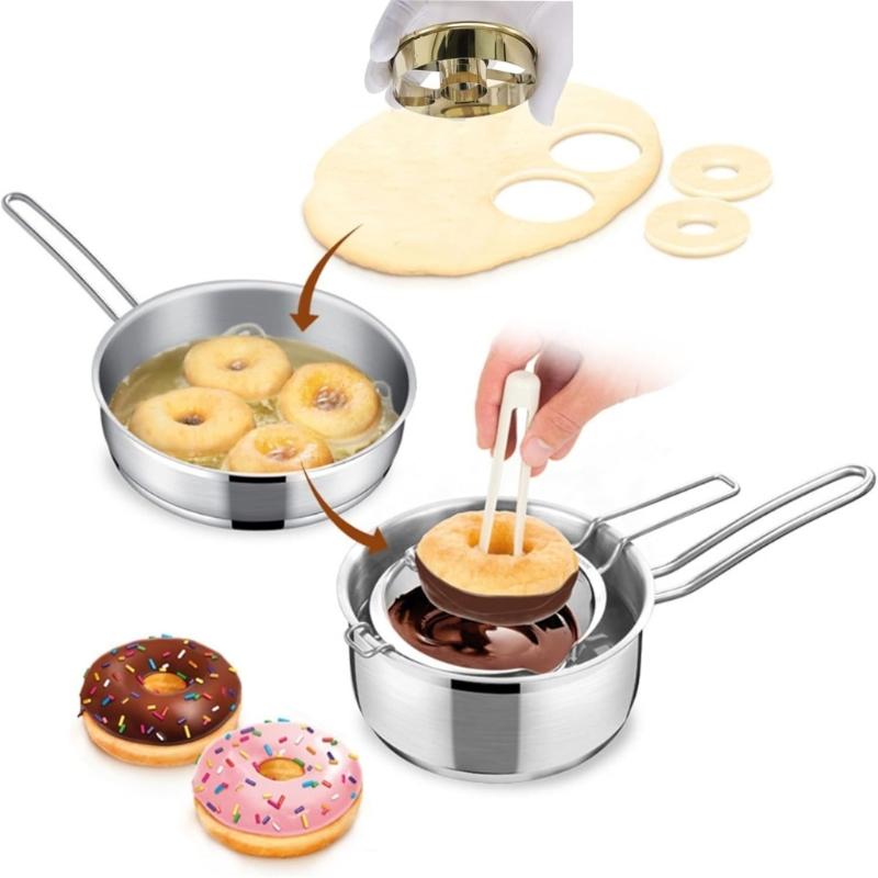 Set of 2 Commercial Stainless Steel Dessert Mold Cutters Baking Accessories Metal Texture Suitable for Baking Cookie