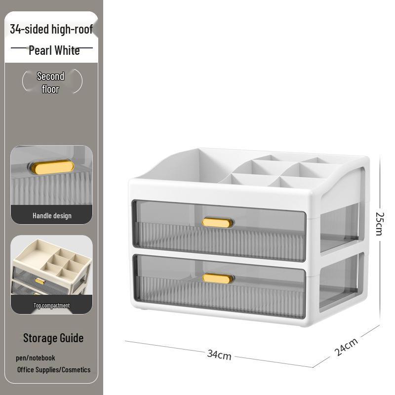 Multi-layer Desktop Organizer: Drawer-Type Storage Box for Office Supplies, Stationery, and Cosmetics