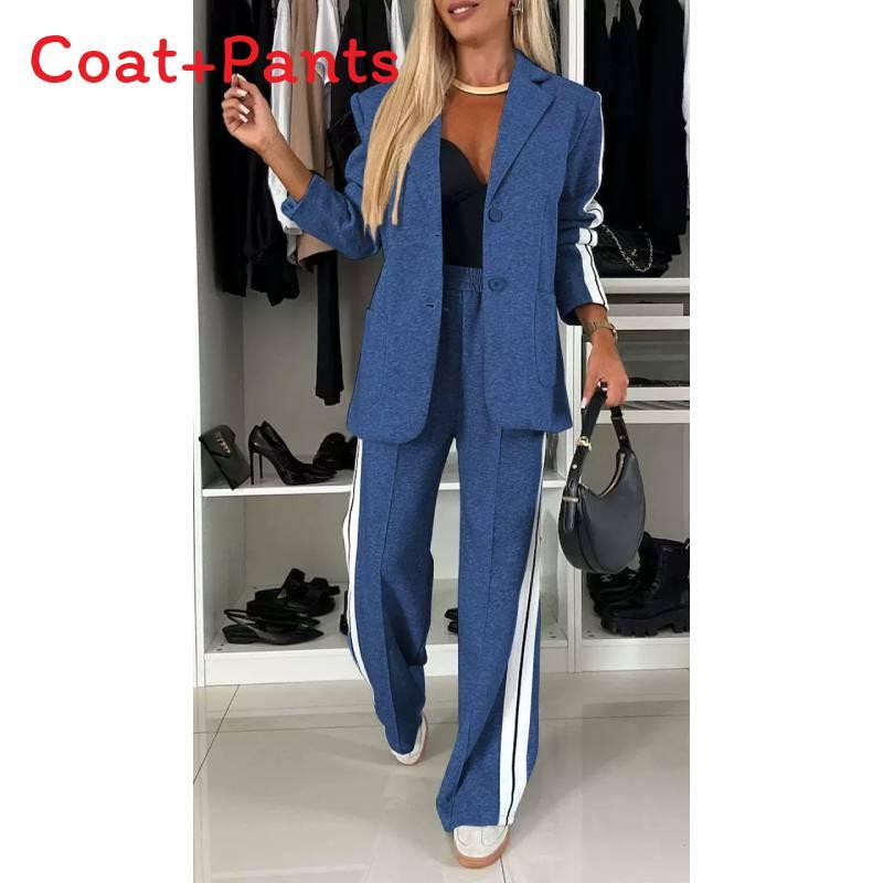 Fall Women Long Sleeve Blazer Suit With Pockets For Office Casual Style