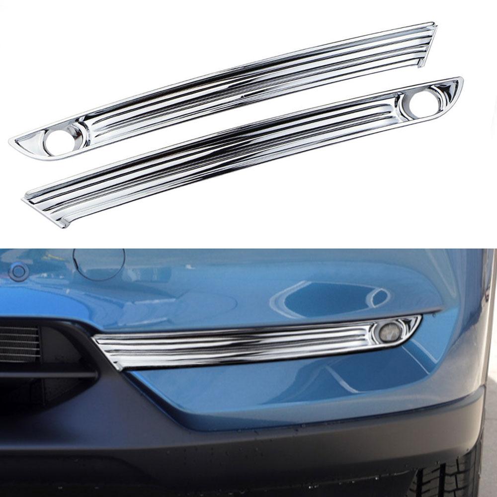

For Mazda CX5 CX-5 2017 2018 ABS Chrome Front Fog Light Lamp Eyebrow Bumper Eyelid Cover Trim Bezel Garnish Moulding Accessories срібний
