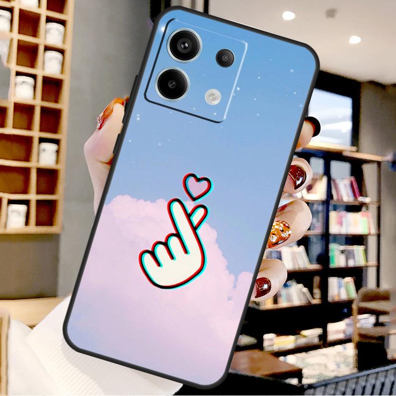 Hand Holding Moon Finger Heart For Xiaomi Redmi Note 14 Pro 9 10 11 12 13 15 Pro Plus Case For Redmi 15 15C 13C 12C 10C 14C