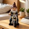 Gnome Desk Decor Riding Retro Motorcycle Figurine, Motorbike Dwarf Resin Statue Sculpture Sculpture, Ornament for Home Office Bookshelf Hand