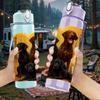 1PC Multi Breed Dog Group Portrait 750ml Color Plastic Sports Water Bottle Leakproof Flip Straw Lid For Sports Office Home Use