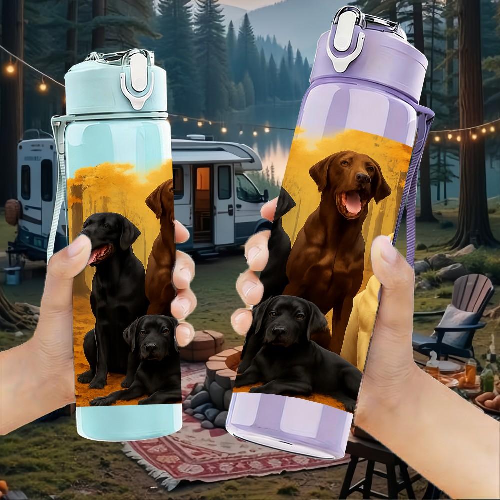 1PC Multi Breed Dog Group Portrait 750ml Color Plastic Sports Water Bottle Leakproof Flip Straw Lid For Sports Office Home Use