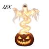 Decorative Night Lamps for Porch Ghost Pumpkin Yard Lamp, Halloween Resin Figurine with Warm LED Light, Festive Holiday Gifts Kids Spooky Swirling On