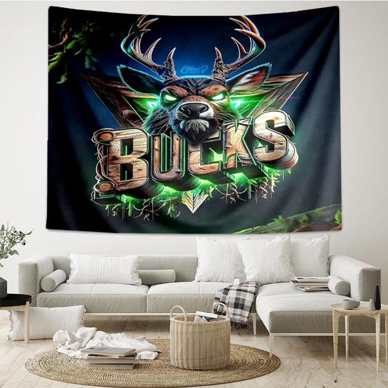 Bucks Team Logo Quick-Dry Tapestry Hanging for Bedroom,Livingroom, Playroom,Decor Art Room Wall Tapestry Holiday and Birthday Gifts