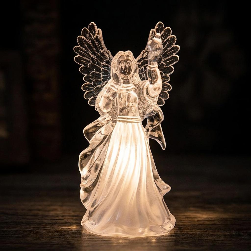 Angel Figurine Acrylic Decor Clear for Bedside Table, Holiday Display