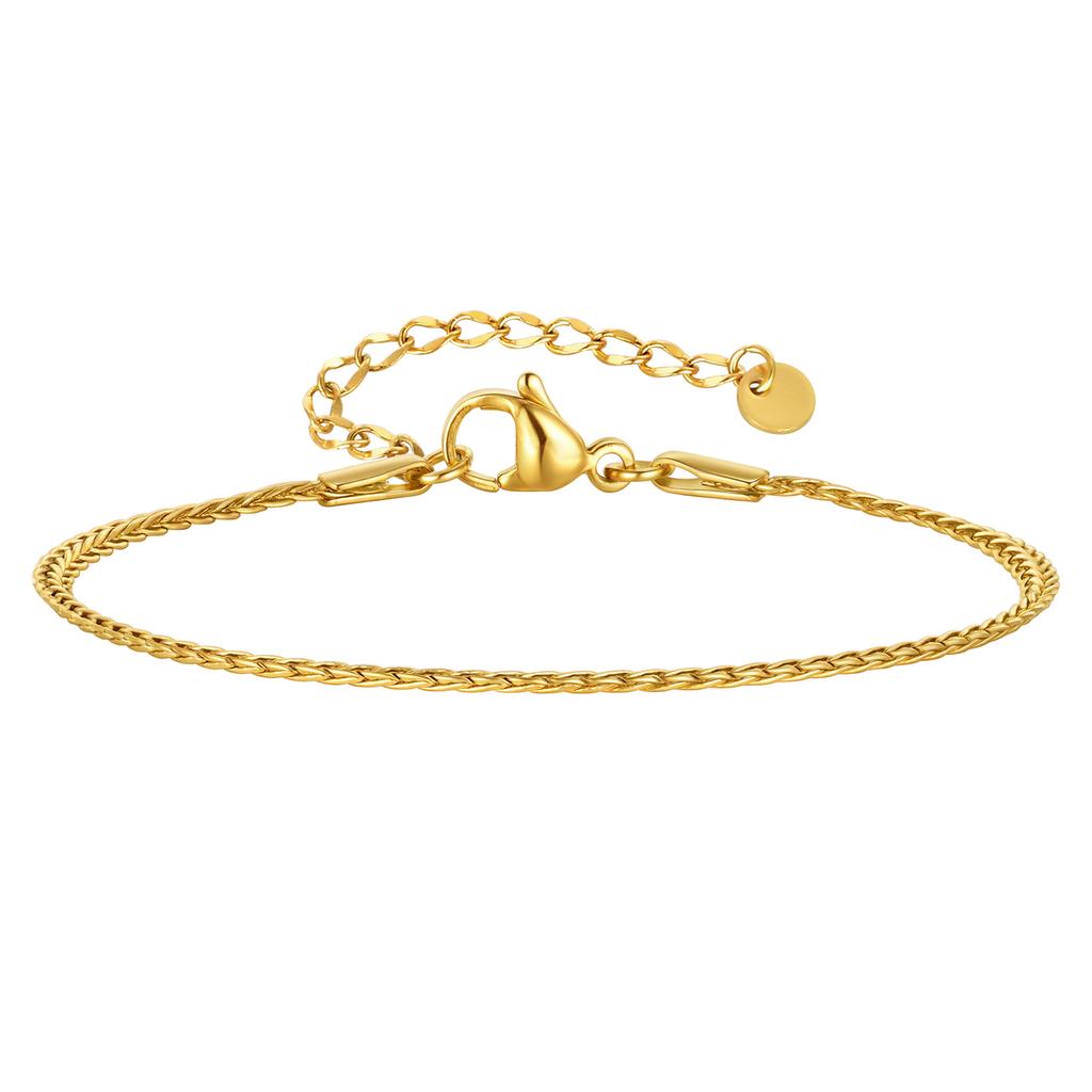 Women Minimalist Thin Gold Plated Chain Necklace, Stackable Stainless Steel Gold Plated Waterproof Jewelry
