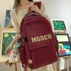 College Student Burgundy Large Capacity Girl Letters Backpack Middle School Student Backpack