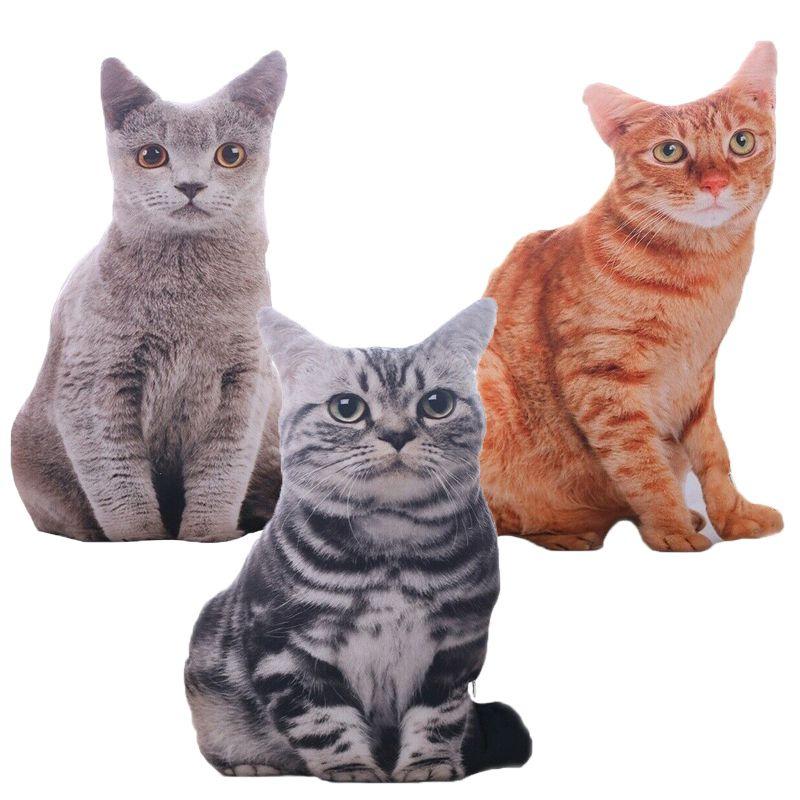 Niedliches 50 cm großes 3D-Katzenkissen aus Plüsch für gemütliche Heimdekoration