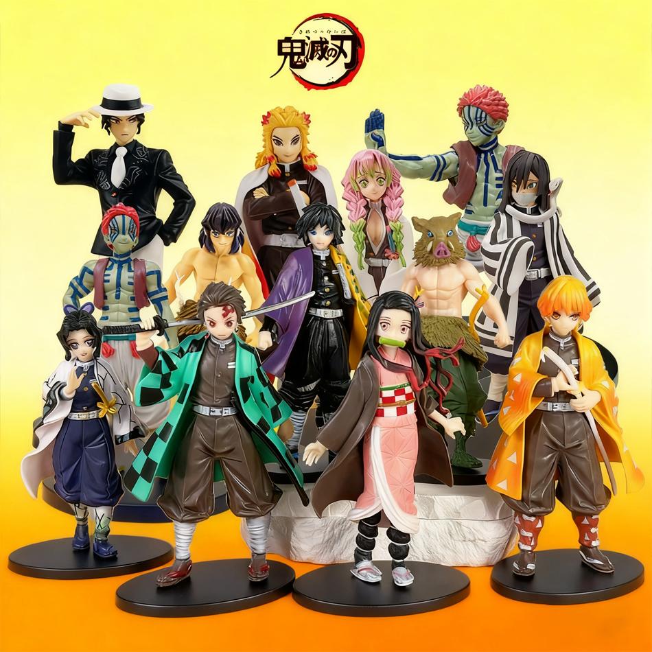 Anime Demon Slayer Kimetsu no Yaiba Figura Kamado Tanjirou Figura de Ação Agatsuma Zenitsu Nezuko Guerreiro Modelo de PVC Brinquedos
