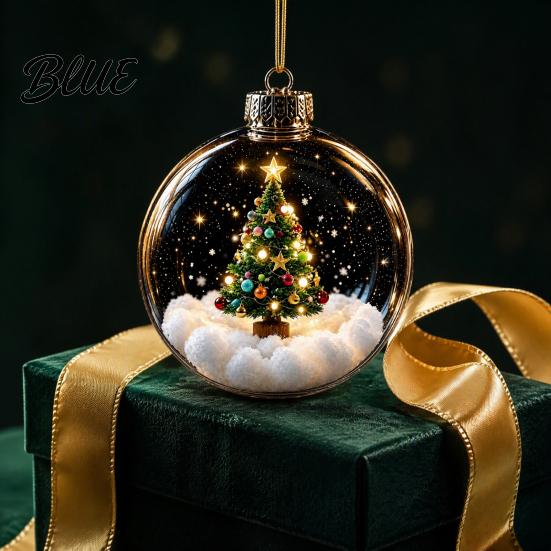 Warm White Christmas Tree Decorations Glowing Decorative Ball Lighted Ornament with Festive Scene LED Modern Hanging Lights Decor String Glow Home