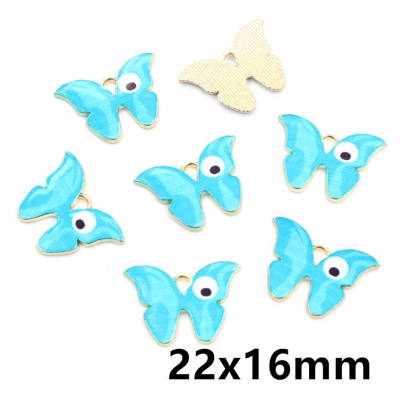 10pcs/lot 21x15mm Colorful Butterfly Charms Pendant Enamel Metal Small Charms Necklace Bracelet DIY Jewelry Making Accessories
