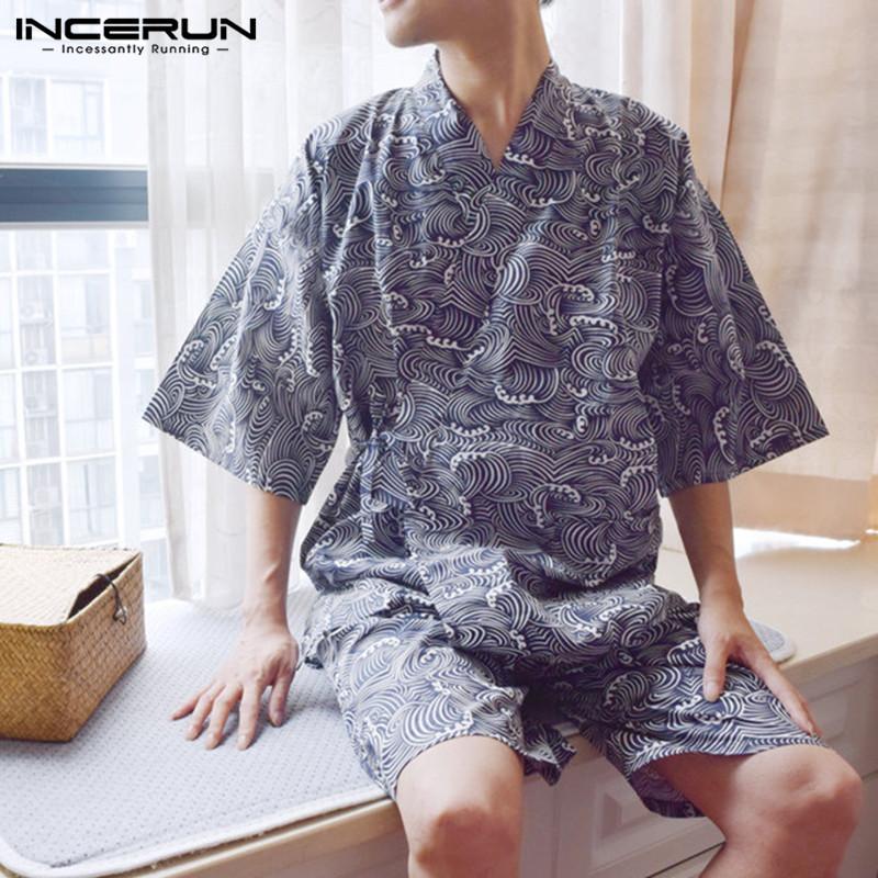 Men Kimono Set Homewear Cotton Tops and Pants Set Loose Casual Comfy Men Sleepwear Set L-5Xl Men Kimono Set Homewear Cotton Tops and Pants Set Loose Casual Comfy Men Sleepwear Set L-5Xl