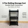 3/4-Tier Storage Cart,Multifunction Utility Rolling Cart Kitchen Storage Organizer,Mobile Shelving Unit Cart with Wheels for Bat