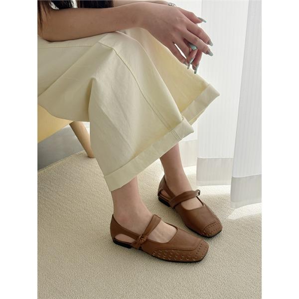 

Fashion Female Sandal Soft 2025 Summer Shallow Mouth Shoes Clear Heels Mary Jane Girls Comfort Fashion Beige Low Retro Flat Concise Soli 35
