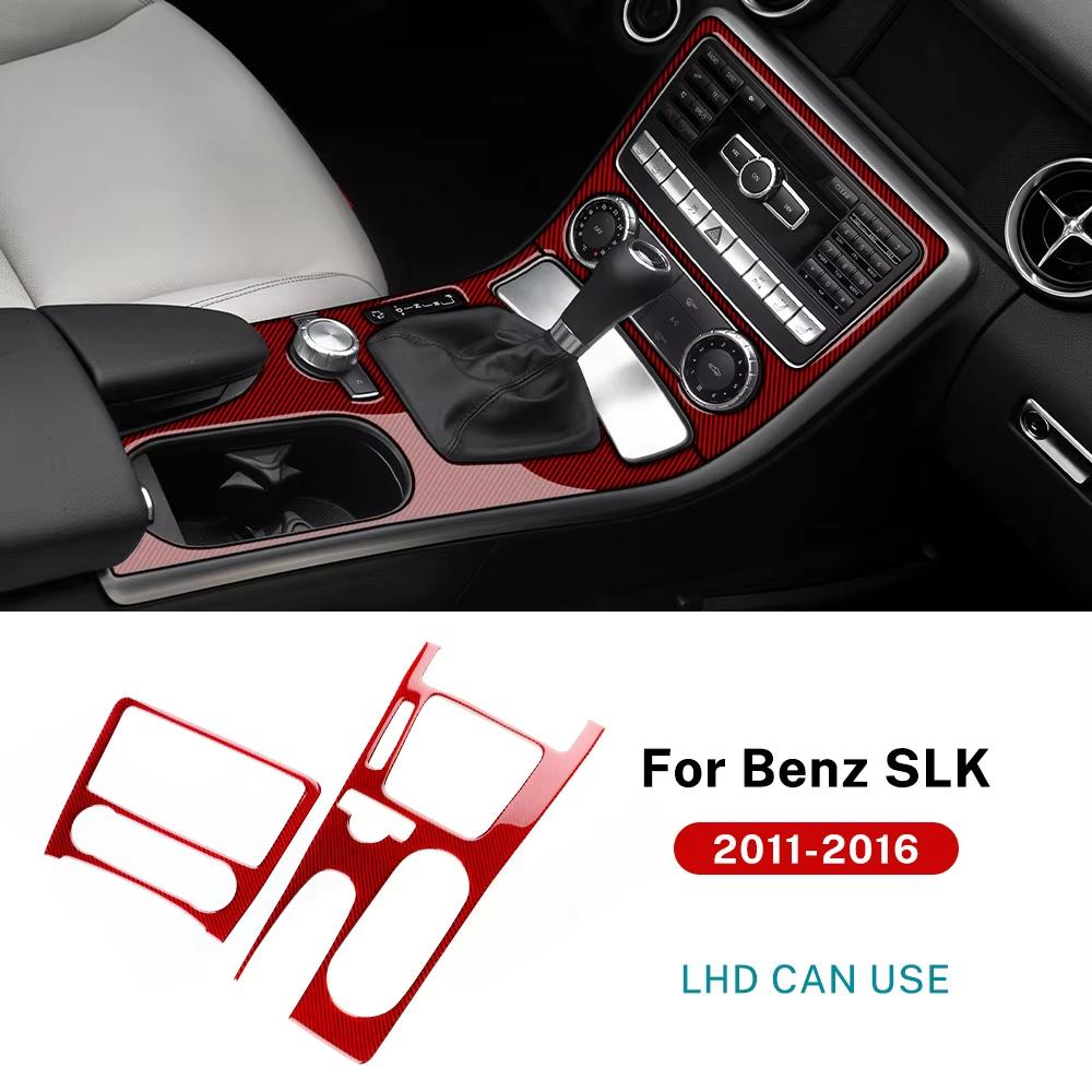 Real Soft Carbon Fiber Trim Car Central Control Gear Panel Sticker For Mercedes Benz SLK R172 2011 2012 2013 2014 2015 2016